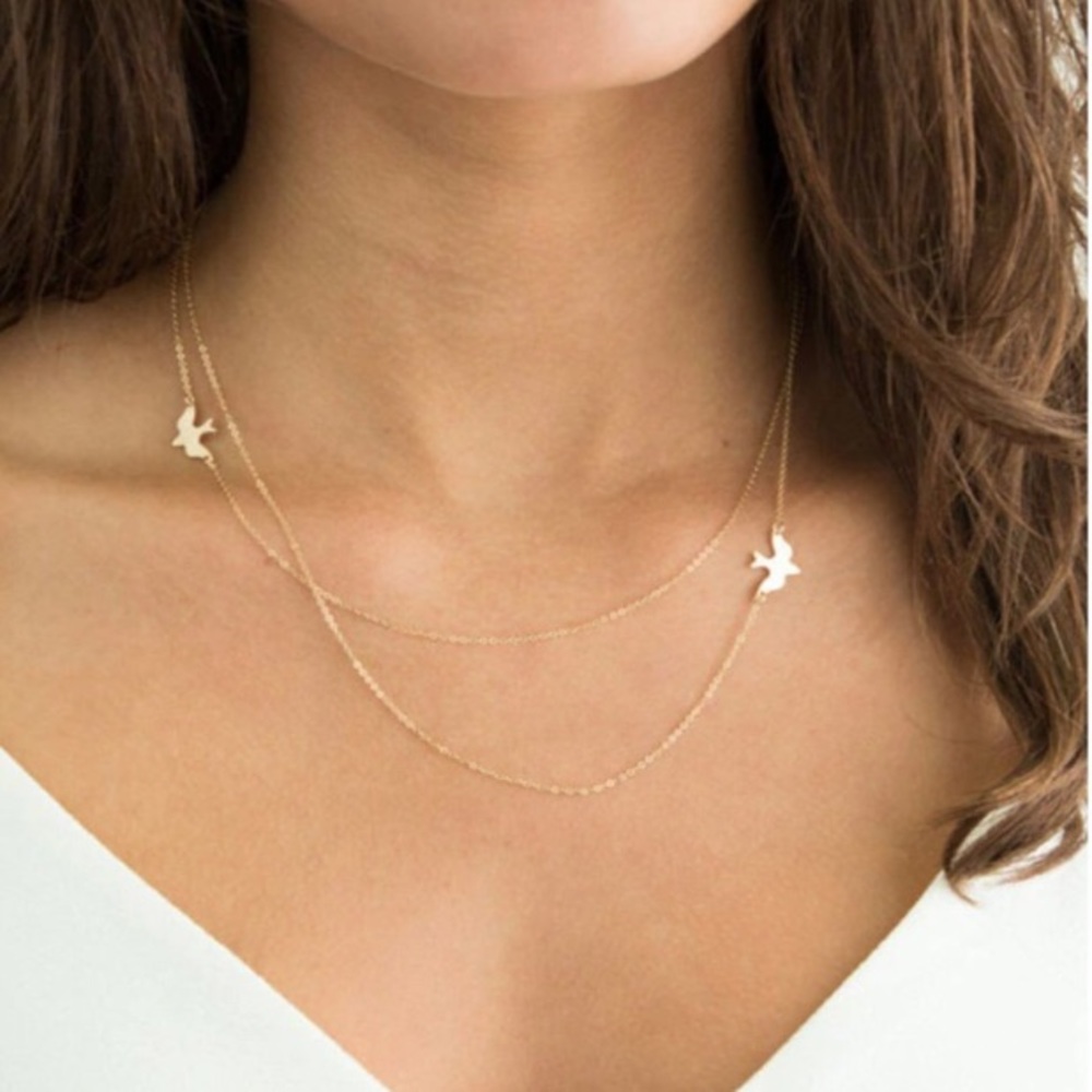 "Migration Season" Bird Boho Cute Layered Necklace - Picture 3 of 3